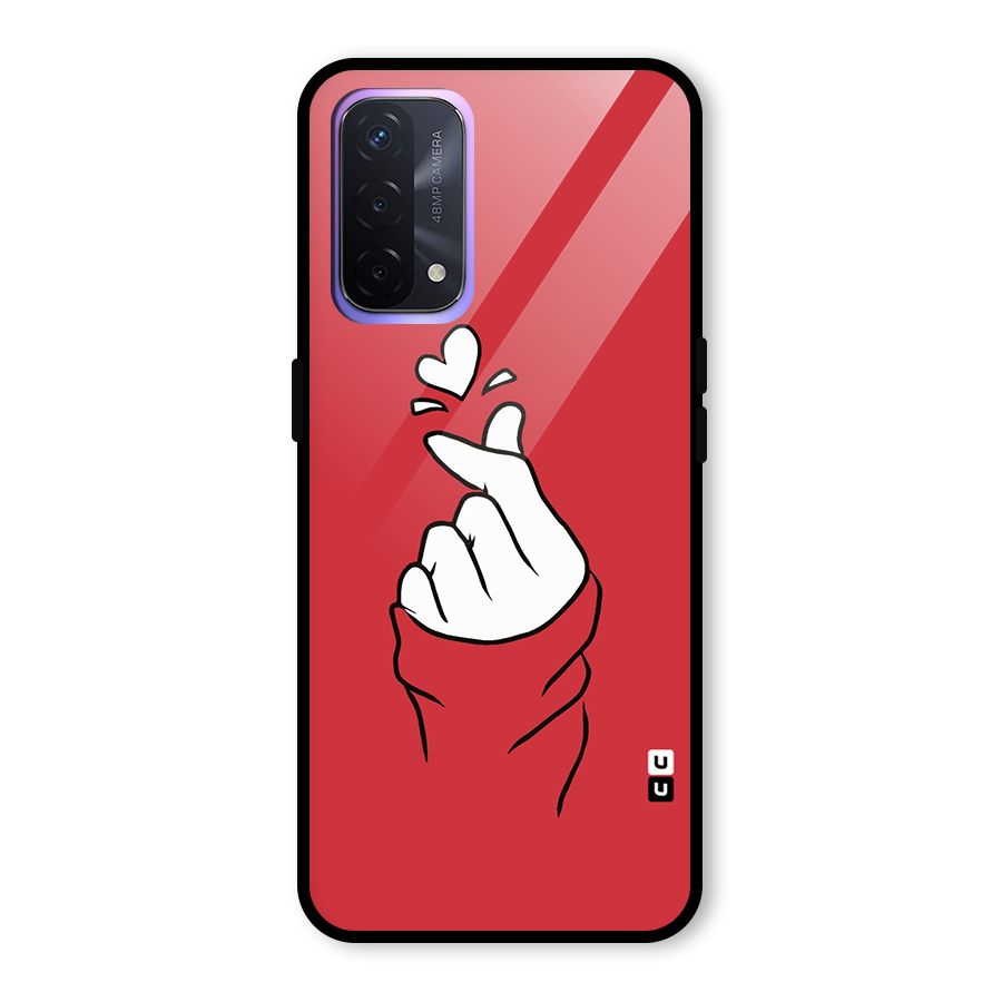 Korean Love Sign Glass Back Case for Oppo A74 5G