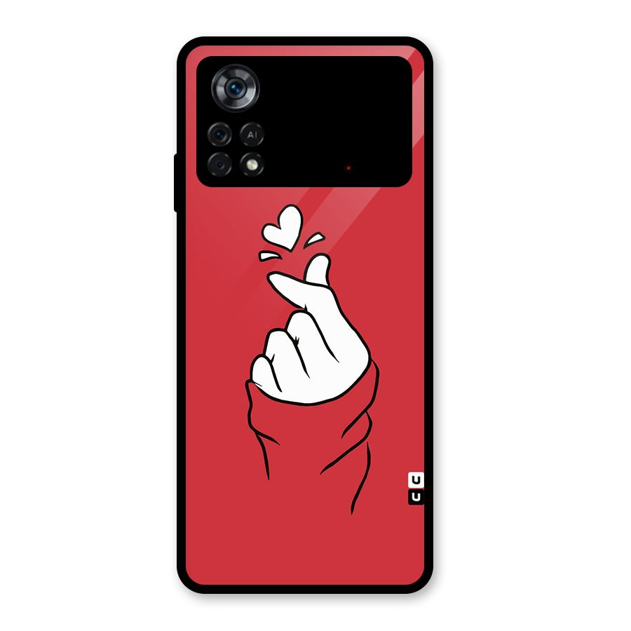 Korean Love Sign Glass Back Case for Poco X4 Pro 5G