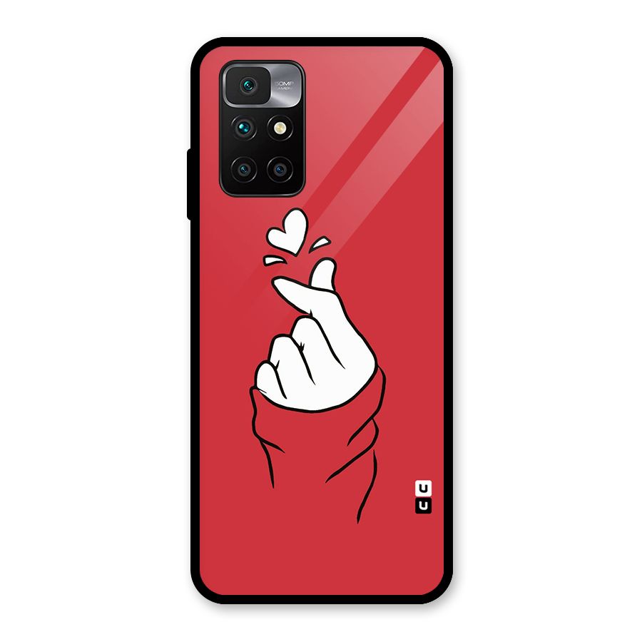 Korean Love Sign Glass Back Case for Redmi 10 Prime