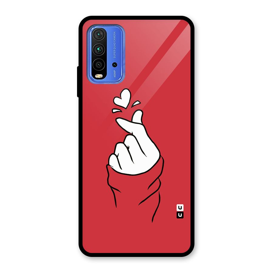 Korean Love Sign Glass Back Case for Redmi 9 Power