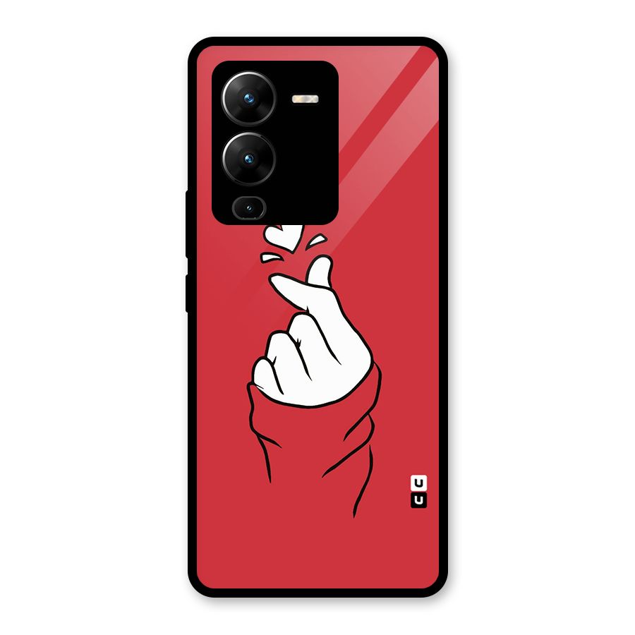 Korean Love Sign Glass Back Case for Vivo V25 Pro