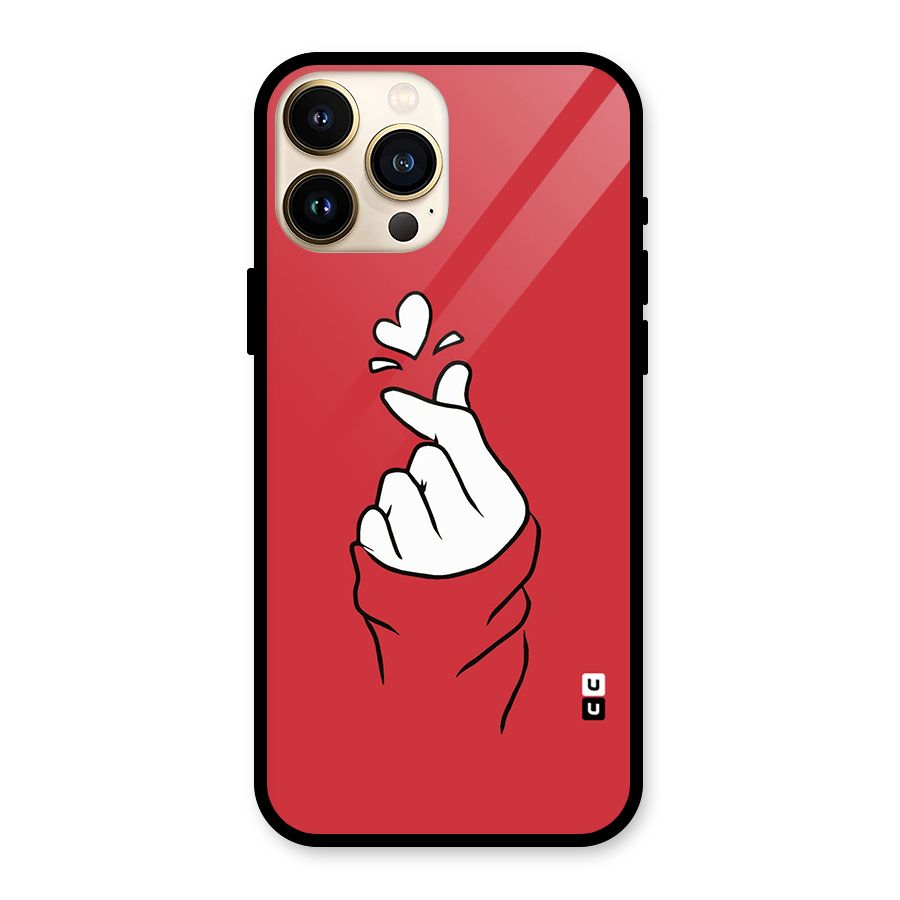 Korean Love Sign Glass Back Case for iPhone 13 Pro Max