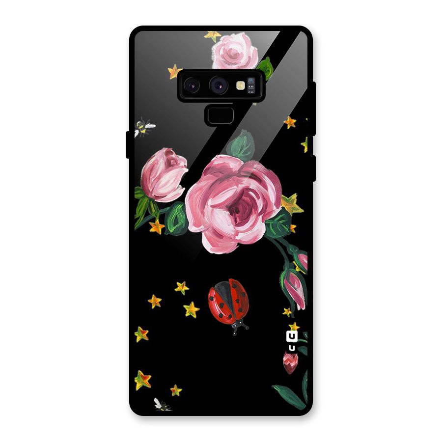 Ladybird And Floral Glass Back Case for Galaxy Note 9