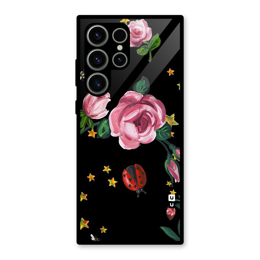 Ladybird And Floral Glass Back Case for Galaxy S23 Ultra