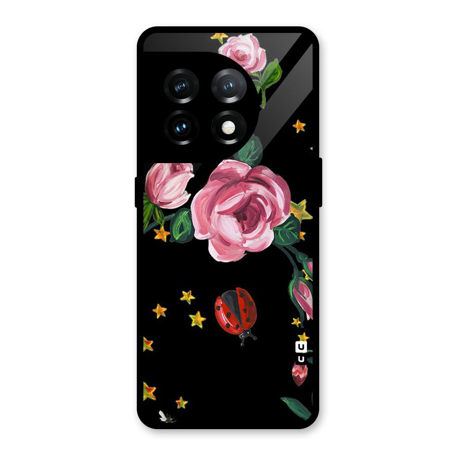 Ladybird And Floral Glass Back Case for OnePlus 11