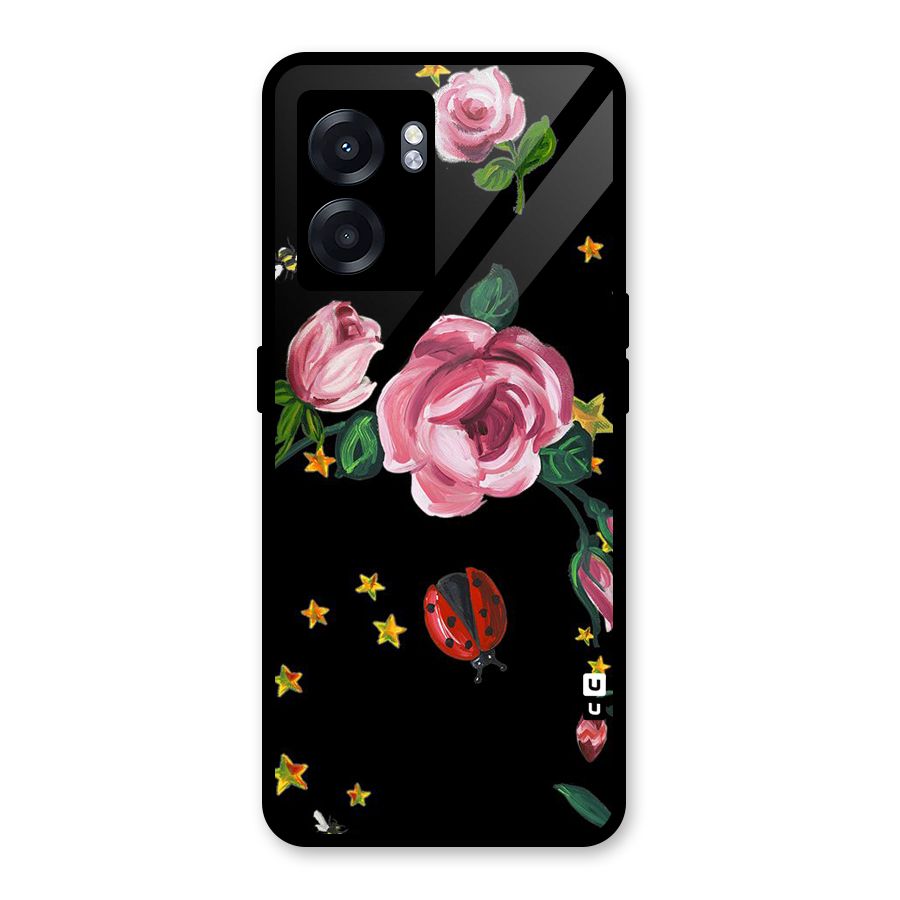 Ladybird And Floral Glass Back Case for Oppo K10 (5G)