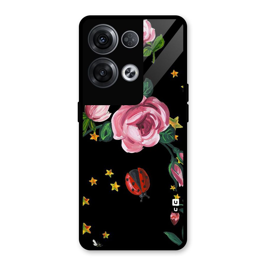 Ladybird And Floral Glass Back Case for Oppo Reno8 Pro 5G