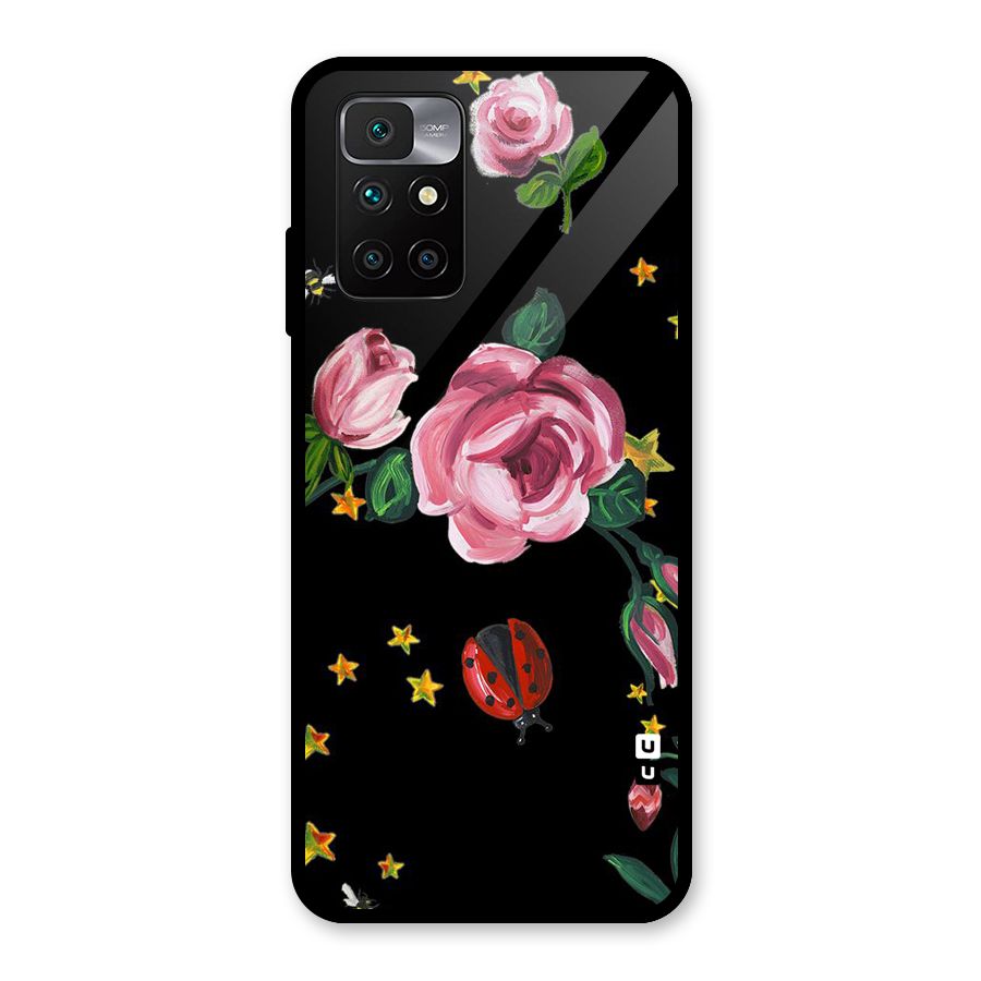 Ladybird And Floral Glass Back Case for Redmi 10 Prime