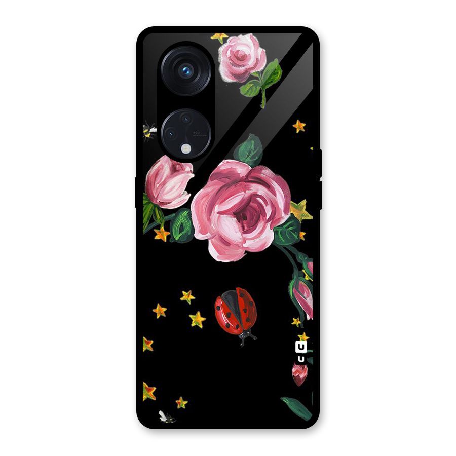 Ladybird And Floral Glass Back Case for Reno8 T 5G