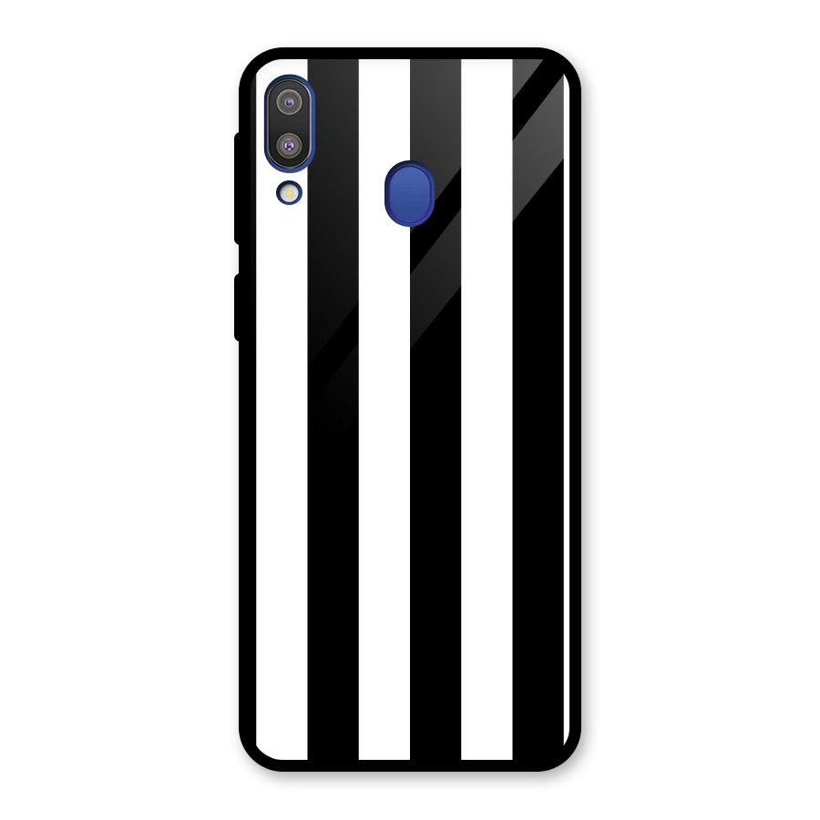 Lavish Black Stripes Glass Back Case for Galaxy M20