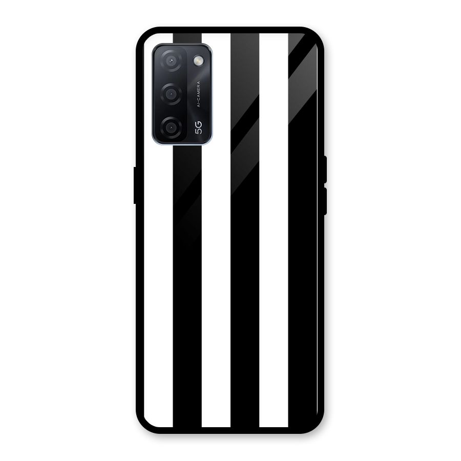 Lavish Black Stripes Glass Back Case for Oppo A53s 5G