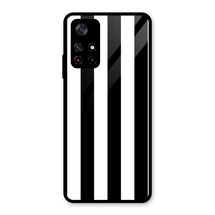 Lavish Black Stripes Glass Back Case for Poco M4 Pro 5G
