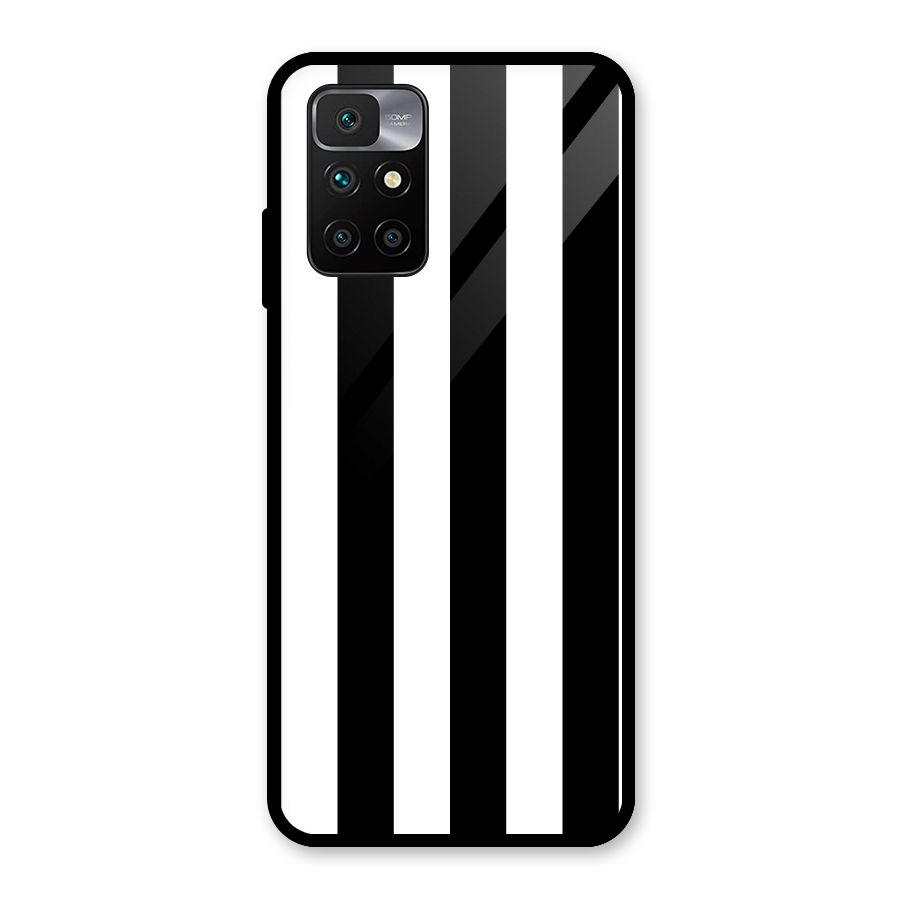 Lavish Black Stripes Glass Back Case for Redmi 10 Prime