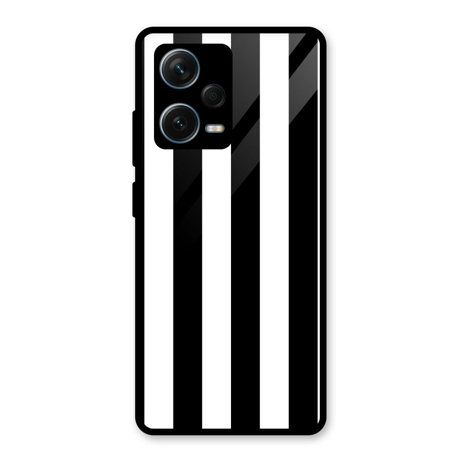 Lavish Black Stripes Glass Back Case for Redmi Note 12 Pro Plus 5G
