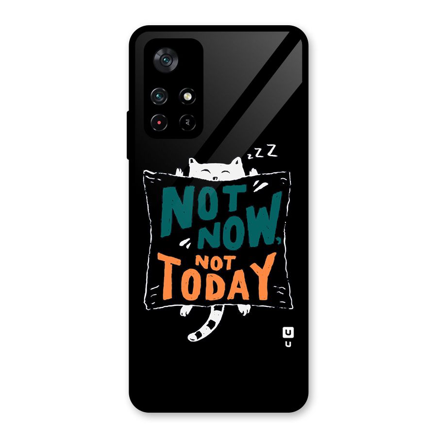 Lazy Cat Not Today Glass Back Case for Poco M4 Pro 5G