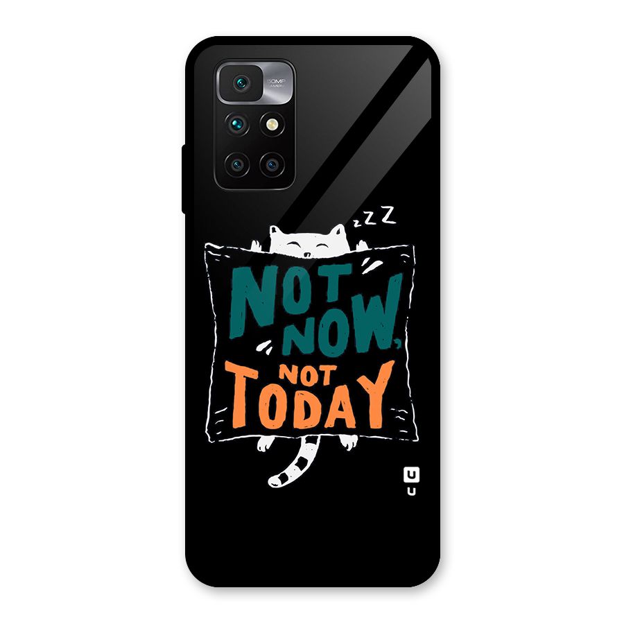 Lazy Cat Not Today Glass Back Case for Redmi 10 Prime