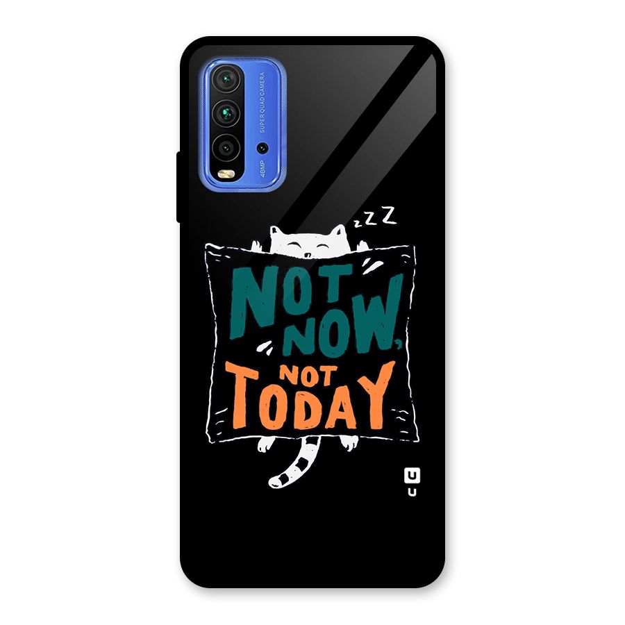 Lazy Cat Not Today Glass Back Case for Redmi 9 Power