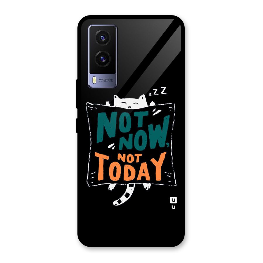 Lazy Cat Not Today Glass Back Case for Vivo V21e 5G