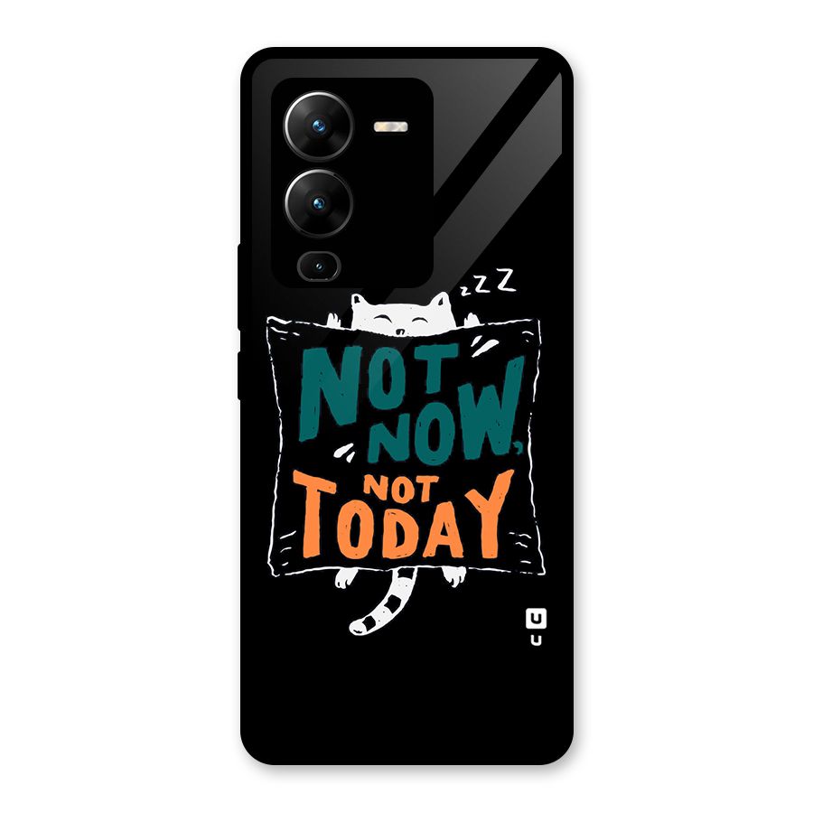 Lazy Cat Not Today Glass Back Case for Vivo V25 Pro