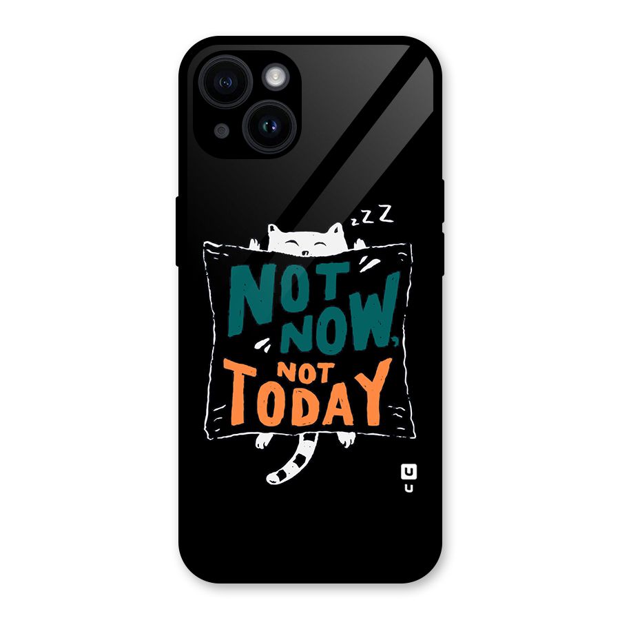 Lazy Cat Not Today Glass Back Case for iPhone 14