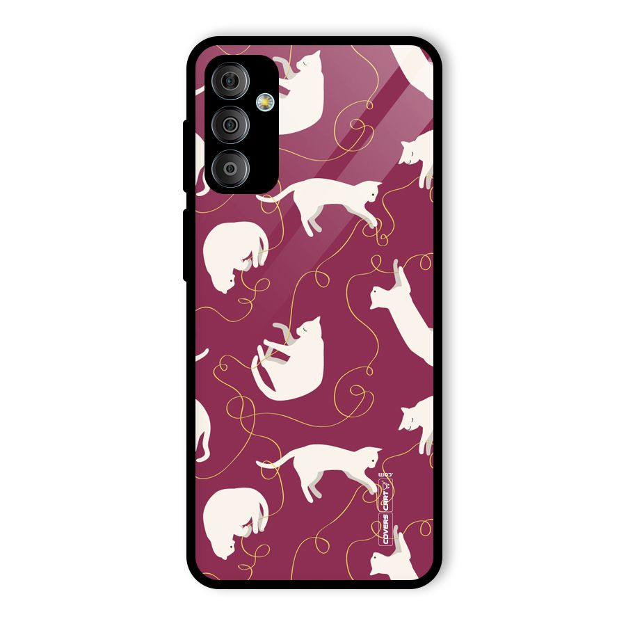 Lazy Kitty Glass Back Case for Galaxy F23