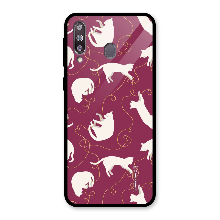 Lazy Kitty Glass Back Case for Galaxy M30