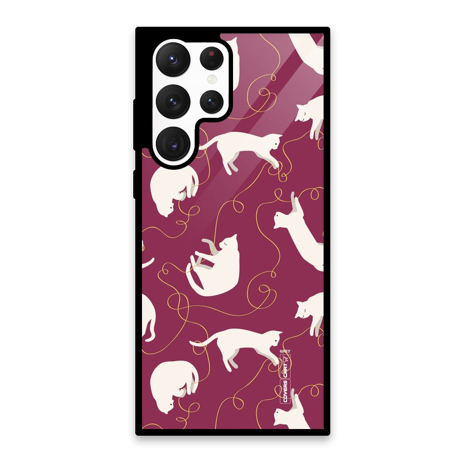 Lazy Kitty Glass Back Case for Galaxy S22 Ultra 5G