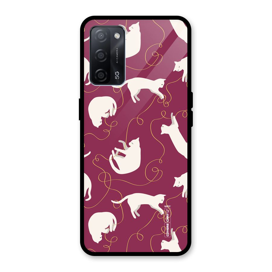 Lazy Kitty Glass Back Case for Oppo A53s 5G