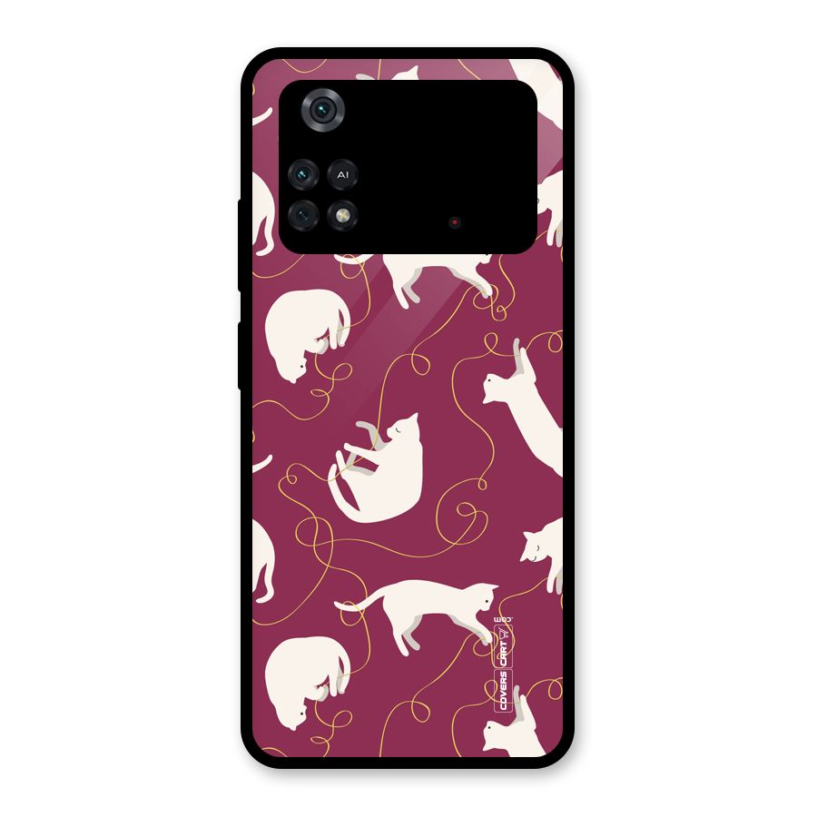 Lazy Kitty Glass Back Case for Poco M4 Pro 4G