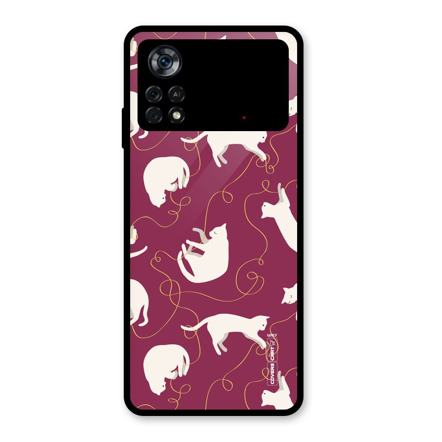 Lazy Kitty Glass Back Case for Poco X4 Pro 5G