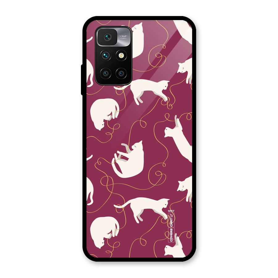 Lazy Kitty Glass Back Case for Redmi 10 Prime