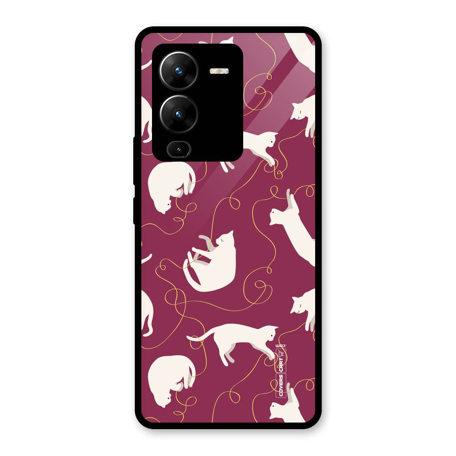 Lazy Kitty Glass Back Case for Vivo V25 Pro
