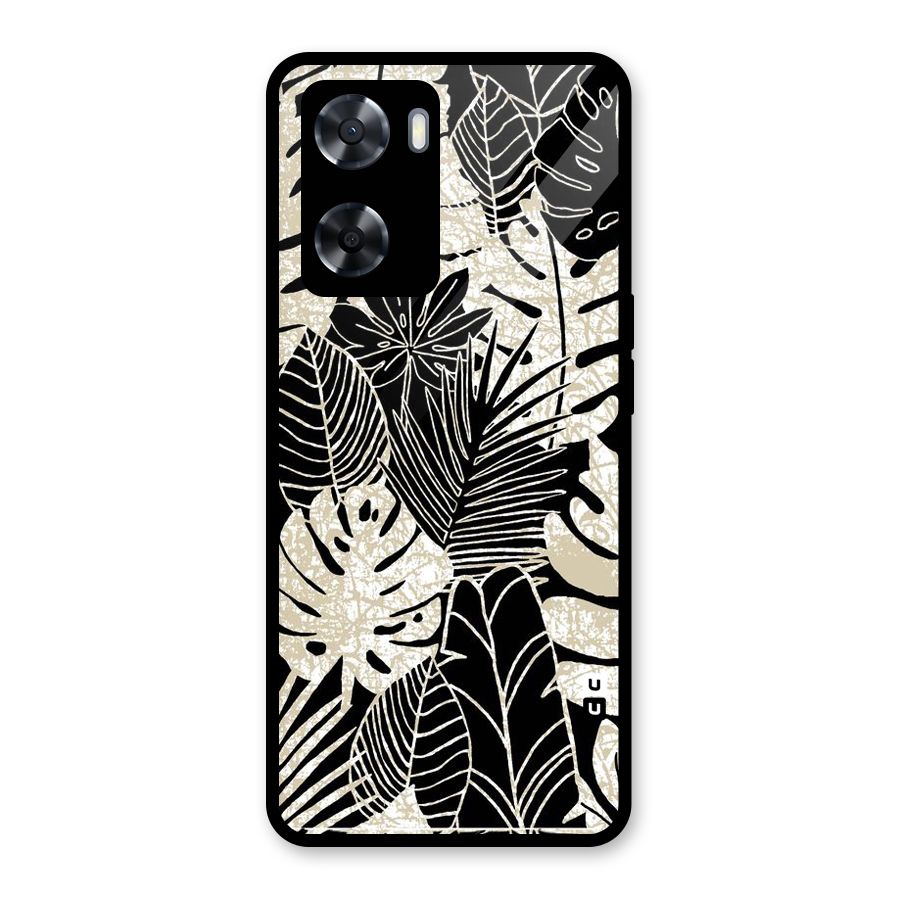 Leaf Pattern Glass Back Case for Oppo A57 2022