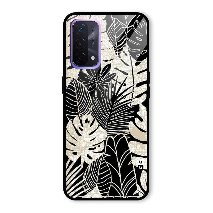 Leaf Pattern Glass Back Case for Oppo A74 5G