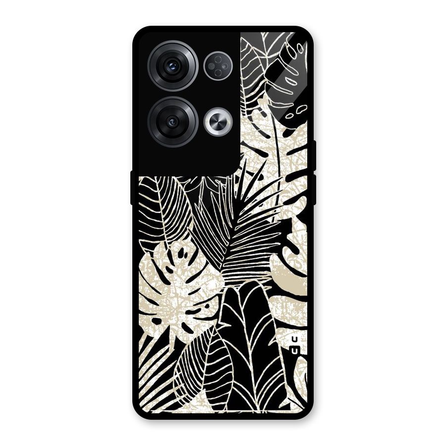 Leaf Pattern Glass Back Case for Oppo Reno8 Pro 5G