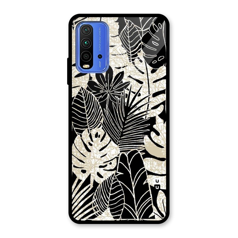 Leaf Pattern Glass Back Case for Redmi 9 Power