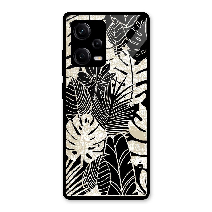Leaf Pattern Glass Back Case for Redmi Note 12 Pro