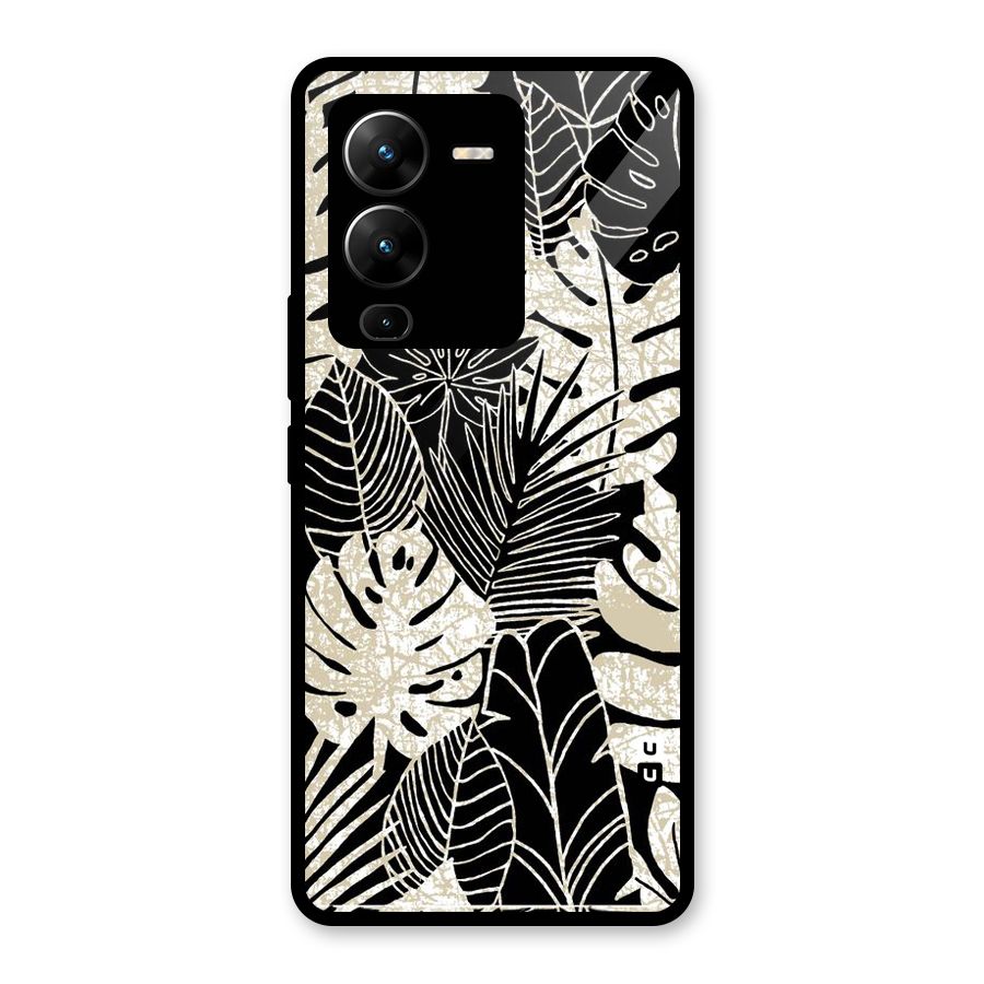 Leaf Pattern Glass Back Case for Vivo V25 Pro