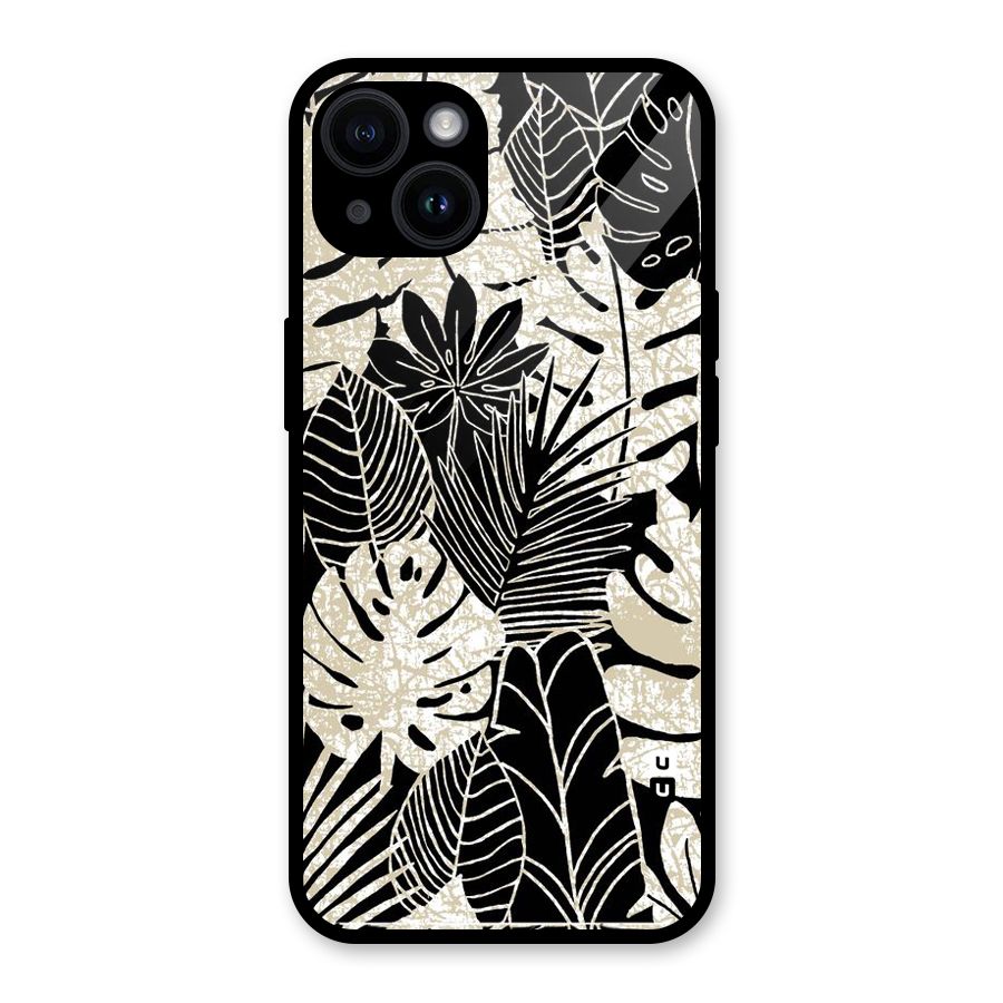 Leaf Pattern Glass Back Case for iPhone 14