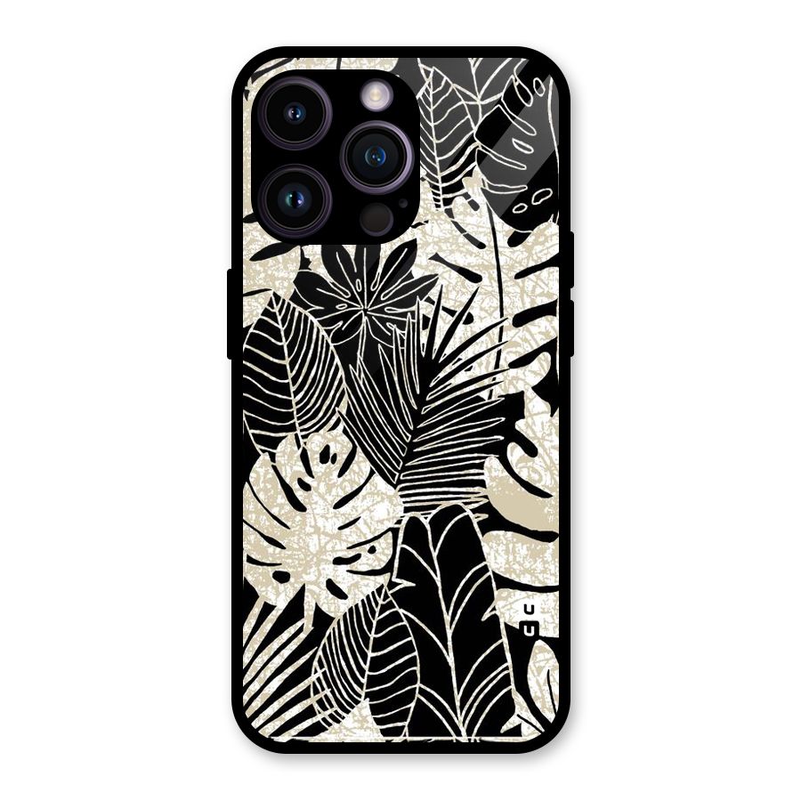Leaf Pattern Glass Back Case for iPhone 14 Pro Max
