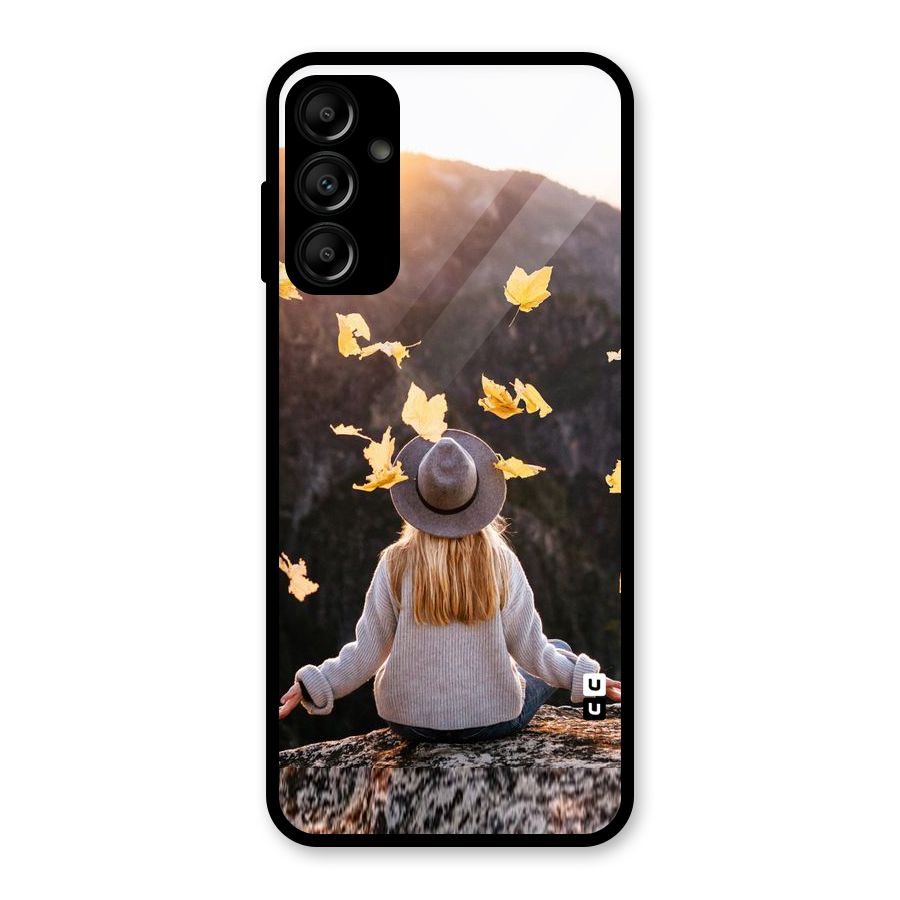 Leaf Rain Sunset Glass Back Case for Galaxy A14 5G