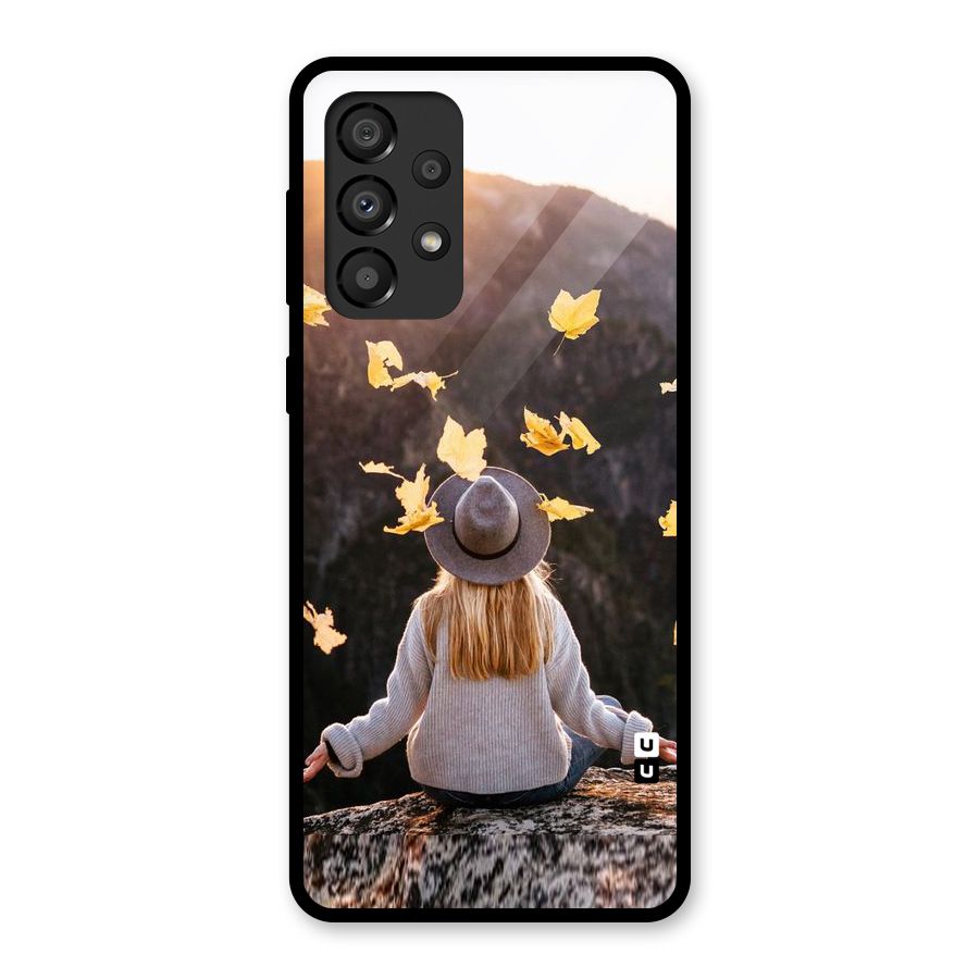 Leaf Rain Sunset Glass Back Case for Galaxy A33 5G