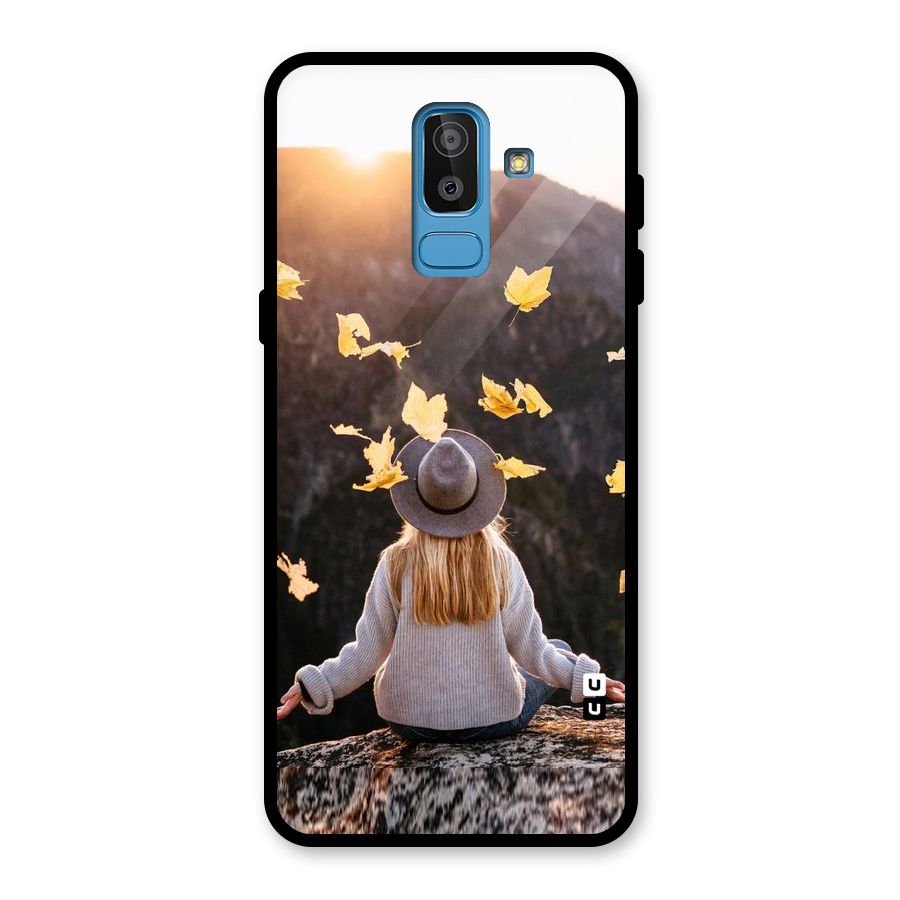 Leaf Rain Sunset Glass Back Case for Galaxy J8