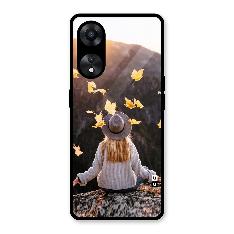 Leaf Rain Sunset Glass Back Case for Oppo A78