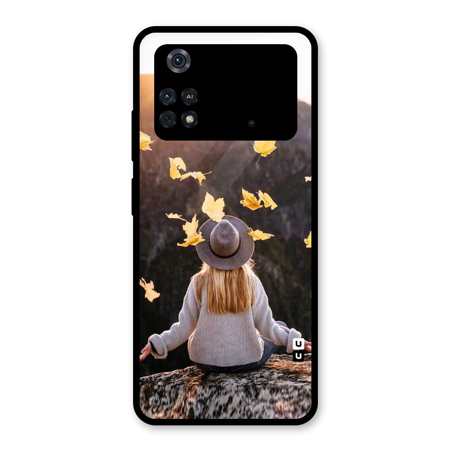 Leaf Rain Sunset Glass Back Case for Poco M4 Pro 4G