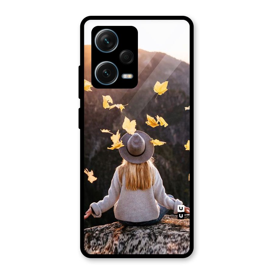 Leaf Rain Sunset Glass Back Case for Redmi Note 12 Pro Plus 5G