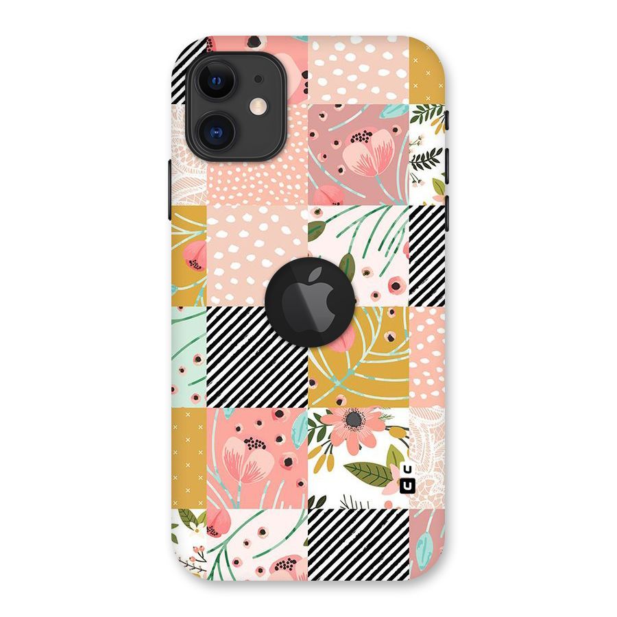 Leaf Stripe Polka Back Case for iPhone 11 Logo Cut
