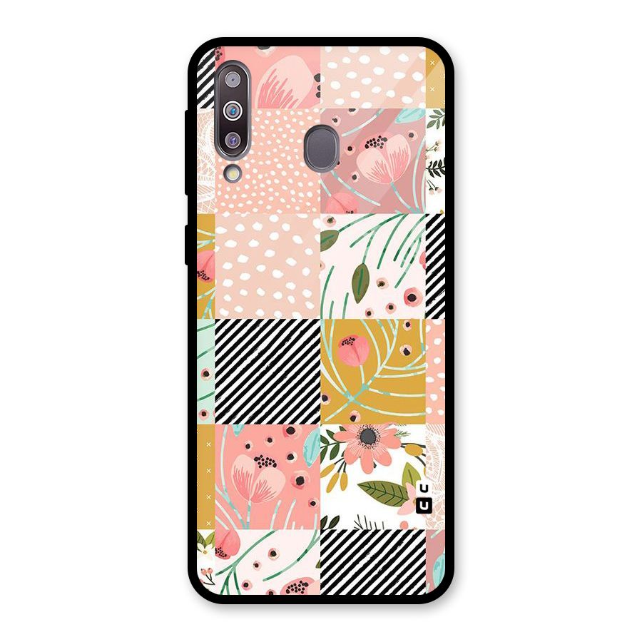 Leaf Stripe Polka Glass Back Case for Galaxy M30