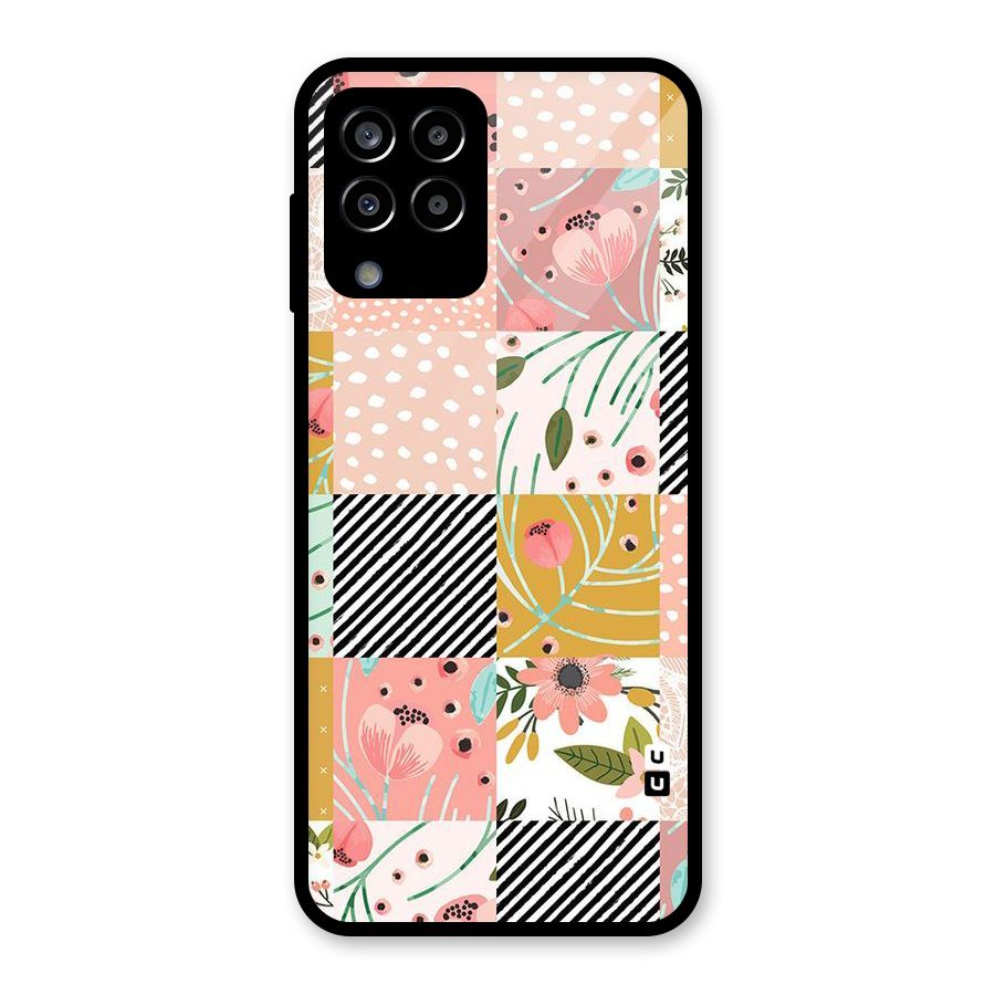Leaf Stripe Polka Glass Back Case for Galaxy M33