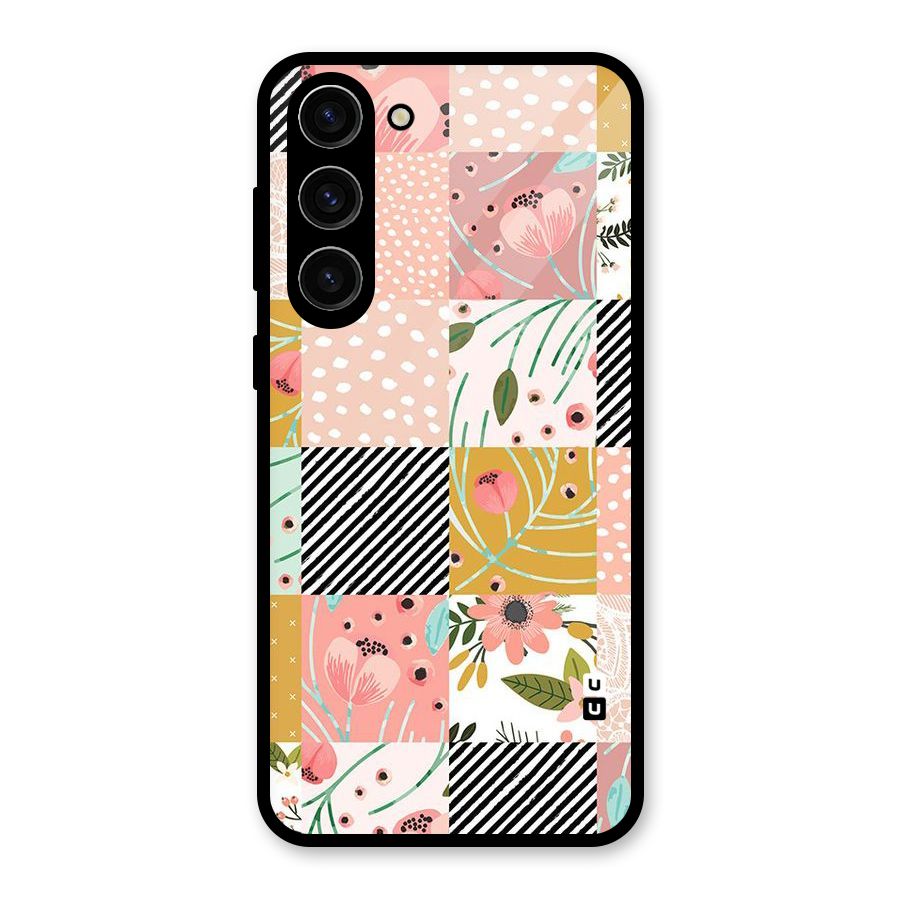 Leaf Stripe Polka Glass Back Case for Galaxy S23 Plus